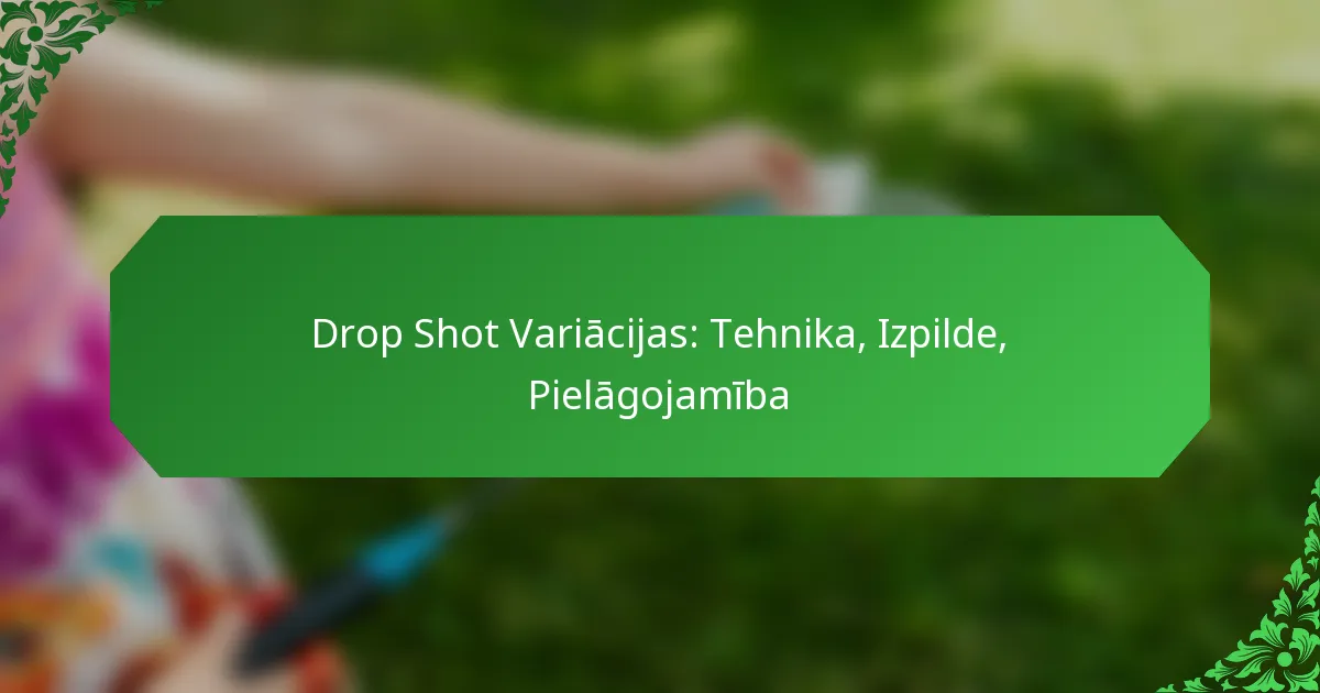 Drop Shot Variācijas: Tehnika, Izpilde, Pielāgojamība
