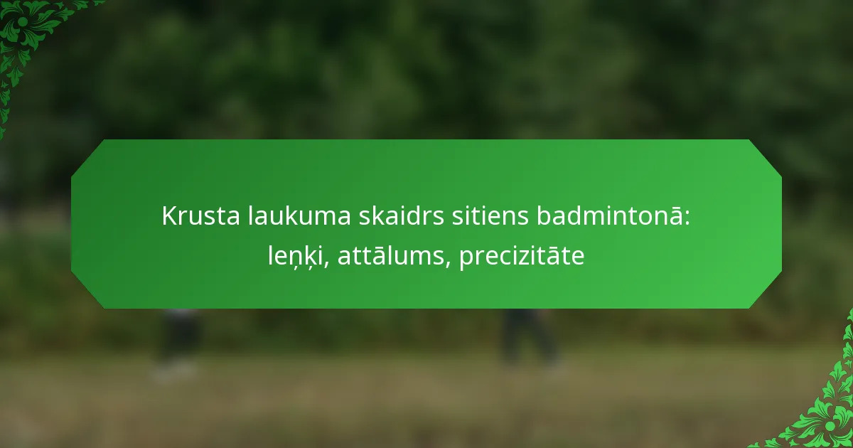 Krusta laukuma skaidrs sitiens badmintonā: leņķi, attālums, precizitāte