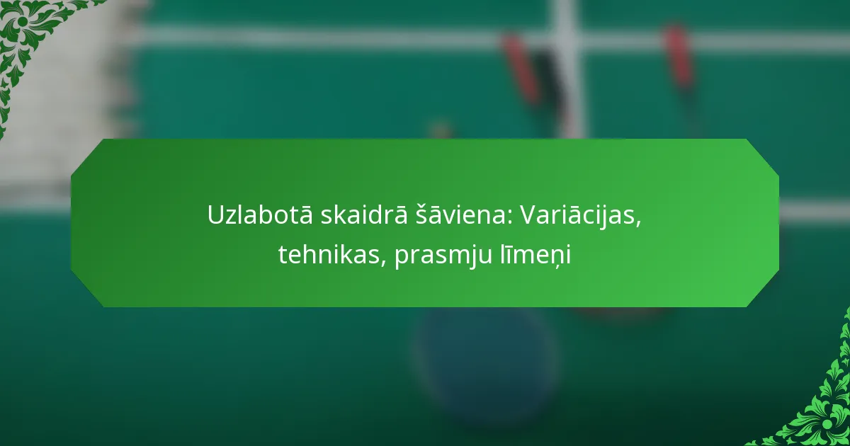 Uzlabotā skaidrā šāviena: Variācijas, tehnikas, prasmju līmeņi