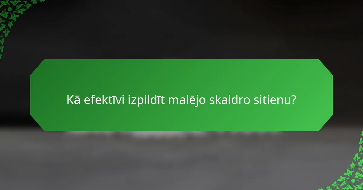 Kā efektīvi izpildīt malējo skaidro sitienu?