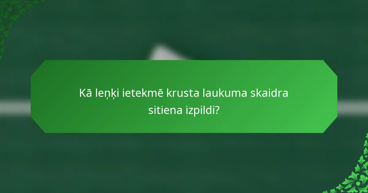 Kā leņķi ietekmē krusta laukuma skaidra sitiena izpildi?