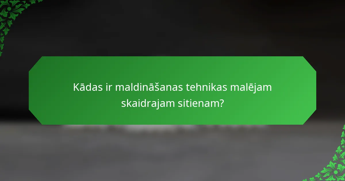 Kādas ir maldināšanas tehnikas malējam skaidrajam sitienam?
