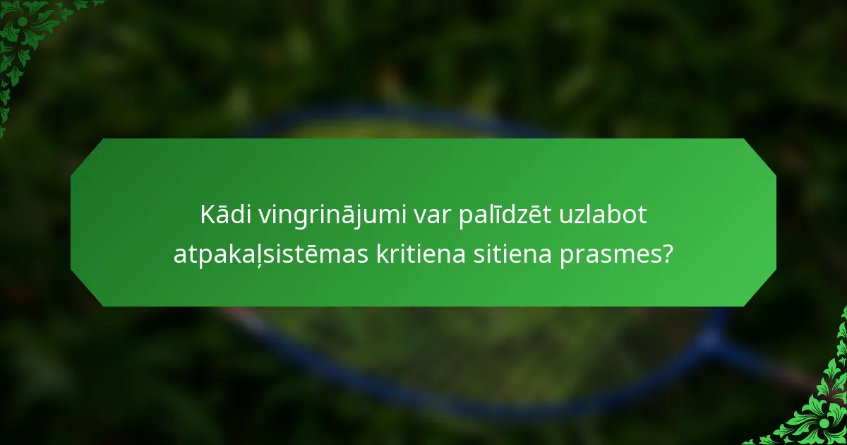 Kādi vingrinājumi var palīdzēt uzlabot atpakaļsistēmas kritiena sitiena prasmes?