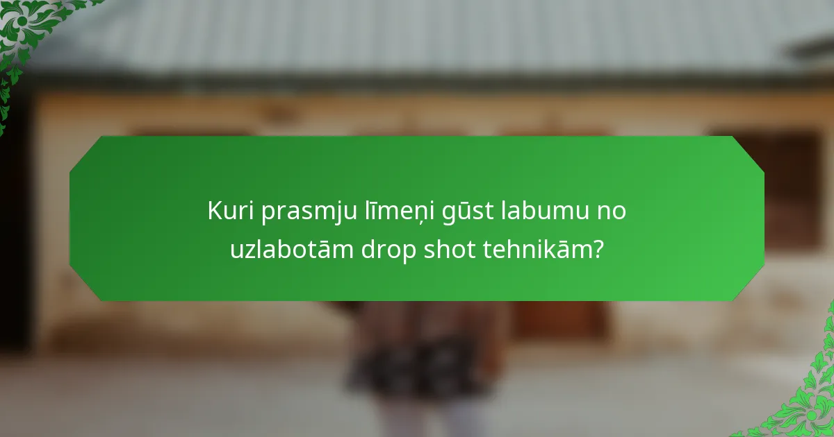 Kuri prasmju līmeņi gūst labumu no uzlabotām drop shot tehnikām?